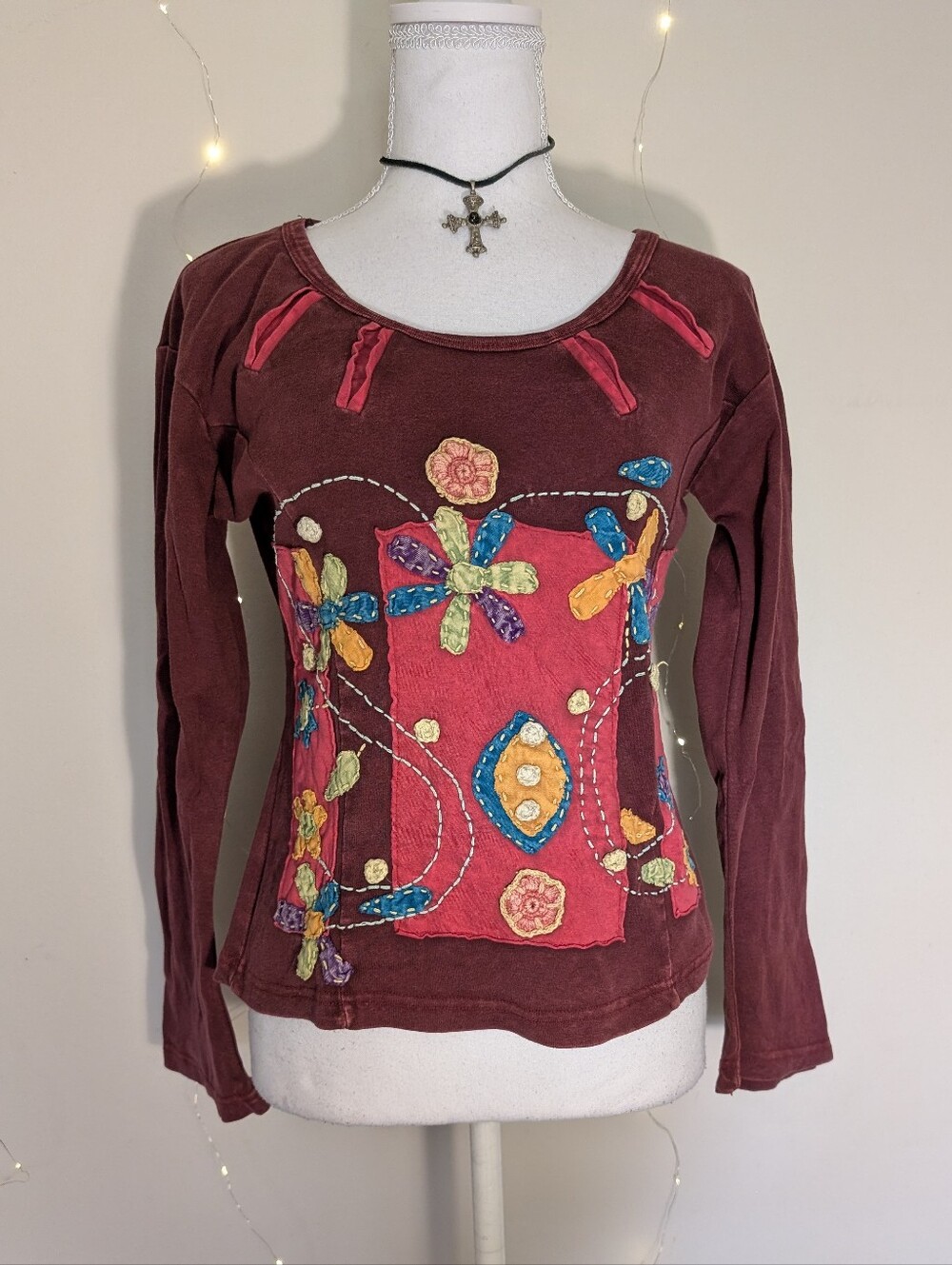 Boho Embroidered Floral Long-Sleeve With Flared Sleeves